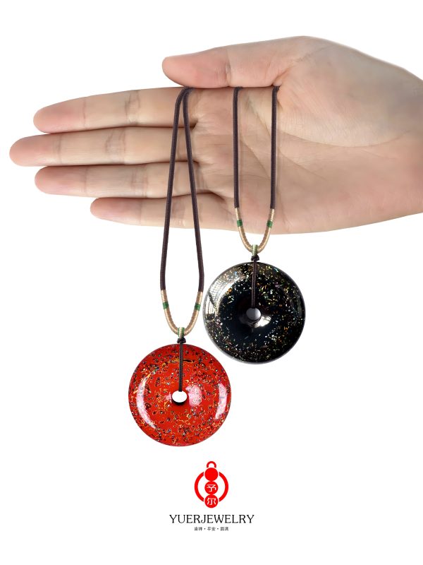 Bead by energy 'peace and Healthy' Chinese Lacquer Peace Buckle Necklace Pendant - Image 9