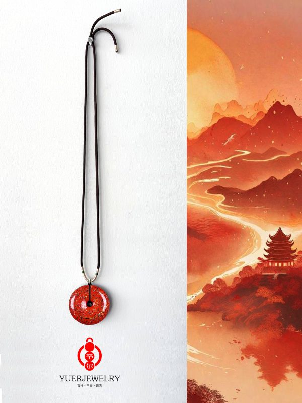 Bead by energy 'peace and Healthy' Chinese Lacquer Peace Buckle Necklace Pendant - Image 5